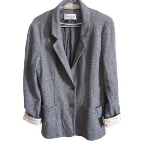 Eden Society Sonya Gray Wool‎ Blend Blazer Jacket Contrast Cuffs Size Large